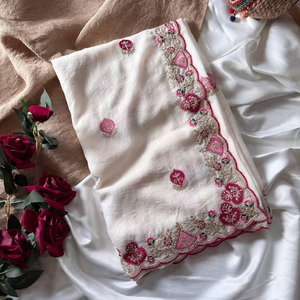 El Sari Tradicional Estilo Bollywood Más Hermoso de la India para Mujer, con Bordado de Lentejuelas Pesadas, Diseño Moderno para Fiestas - Product Image 1