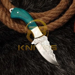 Cuchillo de Caza OEM Damasco de Hoja Fija con Mango de Madera para Camping, Bushcraft y Supervivencia - Product Image 4