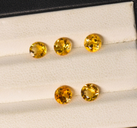 Batu Permata Citrine Kuarsa Alami 5 MM Potongan Bulat Brilian Untuk Pembuatan Perhiasan