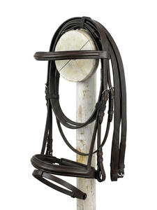 Bridon d'équitation anglais en cuir noir de qualité supérieure avec frontal et muserolle rembourrés pour l'équitation - Product Image 5