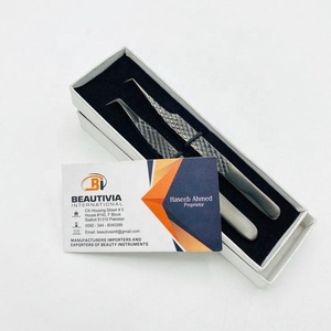 แหนบต่อขนตาสแตนเลสด้ามเพชรสีดำแบบมืออาชีพ90องศาปรับแต่งโลโก้ได้อย่างยั่งยืนปลายแหลม - Product Image 1