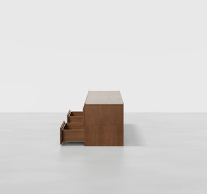 Minimalist Solid Teak Wood <b>TV</b> <b>Stand</b> Media Console Cabinet with Four Drawers Open Shelf Entertainment Center Furniture - Product Image 3