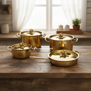 Ensemble de casseroles et poêles élégantes en acier inoxydable martelé doré, écologiques, avec boutons en forme de citrouille, pour ustensiles de cuisine de luxe - Product Image 3