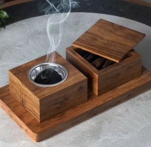 Ensemble brûleur d'encens Bakhoor en bois avec boîte de rangement, plateau à charbon en métal, support d'aromathérapie fait main pour la maison - Product Image 2
