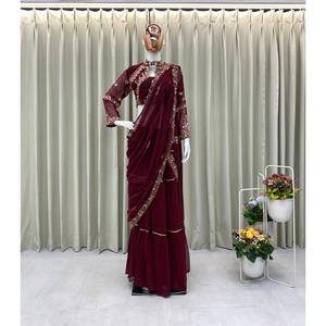 ชุดเลเฮนกาทรงเอไลน์สวยงามสำหรับงานปาร์ตี้ เอวทรงธรรมชาติ ประดับกระจก พร้อมเสื้อครอปท็อป สง่างามและมีสไตล์ - Product Image 3