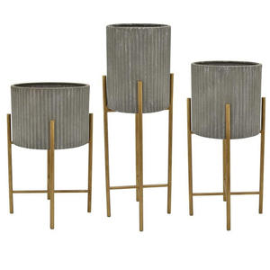 Pot de fleurs en métal scandinave moderne avec support, pot de fleurs minimaliste pour l'intérieur, décoration pour salon, balcon - Product Image 1