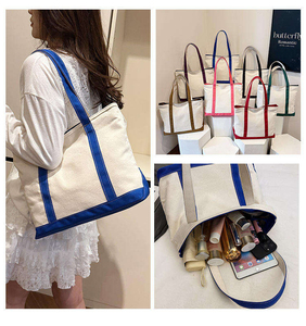 Custom Print Logo Fashion Style Eco-Friendly Reusable Women's Canvas <b>Tote</b> <b>Bag</b> with Top <b>Zipper</b> Closure - Product Image 3