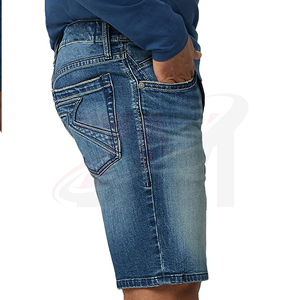 Men's Light Wash Denim Shorts Straight Leg Mid Waist Casual Summer Cotton Fabric Breathable Woven Style - Product Image 2