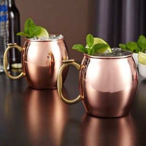 Tasses à mule en cuivre festives, tasses classiques Moscow Mule, vaisselle à cocktail, accessoires de bar faits à la main, articles cadeaux pour célébrations, collection - Product Image 1