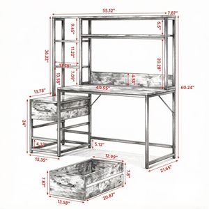Modern Sleek Computer <b>Desk</b> with 2 <b>Drawers</b> for Gaming & Office for Home & Bedroom Use - Product Image 3