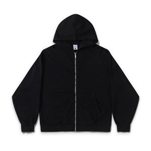 Sweat à capuche zippé blanc surdimensionné pour homme, 100 % coton molletonné, coupe classique, couleur unie, idéal pour l'automne - Product Image 3