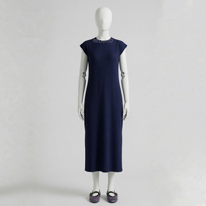 High Quality Control Women's Elastic Waist Fleece Sleepwear Gown Set Soft 100% Cotton Long Active Wear Comfortable Solid Color - Product Image 1