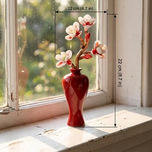Rose Madder Ceramic Tabletop <b>Vase</b> <b>Red</b> Glazed Traditional Design 8-16 Inches Exquisite Durable Decor - Product Image 4