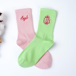 New Custom Design Printed Crew <b>Socks</b> Men's Cotton Breathable Daily Wear Hand Embroidery Logo on Cuff Spring Style - Product Image 2