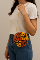 Sac à bandoulière en résine et bois fait main, léger et durable, avec incrustation géométrique, design personnalisé, logo sur mesure, best-seller