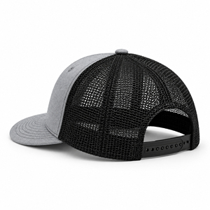 Premium Heather Grey <b>Black</b> Mesh Trucker Cap Style Adjustable Baseball Hat Custom 3D Embroidery 6-Panel Adjustable Unisex Hats - Product Image 2