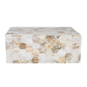 Boîte de rangement pour bijoux en nacre avec couvercle, boîte de rangement en bois faite à la main, support décoratif pour bagues, boucles d'oreilles et colliers - Product Image 2