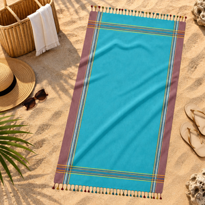 Serviette de plage Kikoy à rayures teintes en fil, design personnalisé, serviette de plage turque Kikoy à prix de gros, exportateur en Inde. - Product Image 5