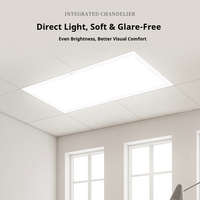 Plafonnier LED plat, luminaire LED pour plafond suspendu, 5 CCT 3000K-6500K réglable et 5 puissances, luminaire rétroéclairé pour bureau
