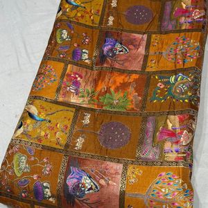 Tissu en soie Dola tissé léger de 45 pouces avec imprimé placé pour filles/garçons, idéal pour les costumes Anarkali, les Kurtis et les jupes ethniques - Product Image 5
