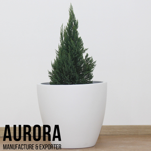 Ensemble de pots à fleurs Aurora minimalistes en béton écologique avec trou de drainage, blancs, pour plantes d'intérieur, décoration de la maison - Product Image 2