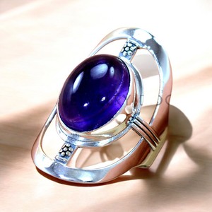 Bague en argent sterling 925 avec améthyste naturelle taille ovale sertie clos, bijoux fins faits à la main, pierre de naissance de février, vente en gros - Product Image 1