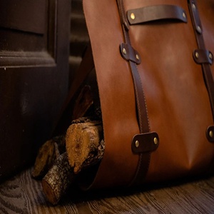 Sac à bûches en cuir et bois de vachette LWH-0040 de bois de chauffage en cuir - Product Image 2