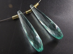 Cuentas de Cuarzo Azul Agua Facetadas en Forma de Gota Alargada de 35mm, Gemas Sueltas en Pares a Juego para Fabricación de Joyería y Pendientes, Venta al por Mayor - Product Image 5