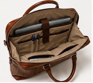 Porte-documents pour ordinateur portable en cuir véritable de qualité supérieure, grand format, style vintage, pour hommes, motif alligator, sac de messager professionnel, sac de travail, sac de voyage - Product Image 2