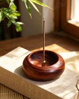 Tempat Dupa Kayu Buatan Tangan dengan Desain Bunga Logam, Penyangga Dupa Aromatik, Dekorasi Rumah, Dapat Digunakan Sepanjang Musim