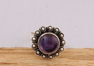 Wholesale 925 Sterling <b>Silver</b> Natural <b>Amethyst</b> Gemstone Floral Swirl Beaded Halo Statement <b>Ring</b> Handmade Jewelry Party Unisex - Product Image 5