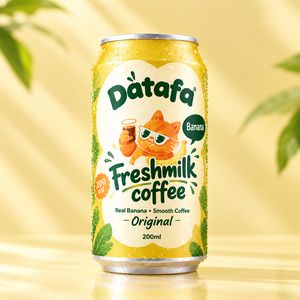 เครื่องดื่มกาแฟกล้วยนมสด 200 มล. แบบกระป๋อง รสหวาน ครีมมี่ พร้อมดื่ม รับผลิตแบบ OEM ODM - Product Image 1