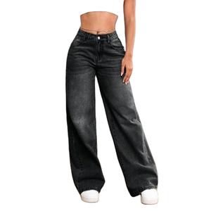 Jeans en denim noir délavé style Y2K vintage pour femmes, confortables et respirants toute la journée, tailles 26 à 40 - Product Image 1