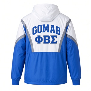 Phi Beta Sigma <b>Royal</b> <b>Blue</b> White Pullover Windbreaker <b>Jacket</b> <b>Men</b> Greek Fraternity Hooded Embroidery Lightweight Anorak - Product Image 4