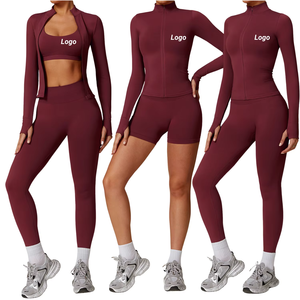 Ensemble de yoga taille haute sans couture pour femme – Tenue de sport, soutien-gorge de sport, short taille haute, leggings, vêtements de sport pour la gym, grandes tailles - Product Image 4