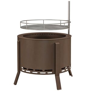 Griglia BBQ Portatile 2-in-1 Senza Fumo per Campeggio e Viaggi, in Acciaio Bronzato con Paletta, per Carbonella e Legna - Product Image 1