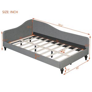 Divano letto a L in lino grigio, misura Twin, con gambe in legno massello, SKU precedente SF000145AAE - Product Image 6