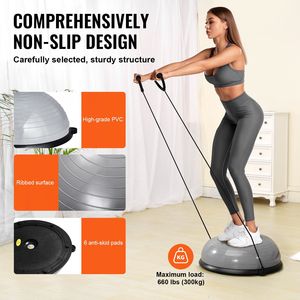 Palla di stabilità grigia da 23 pollici per lo Yoga per tutto il corpo allenamento Fitness Trainer fasce di resistenza capacità 660 libbre palle di equilibrio palle mezze palline - Product Image 4