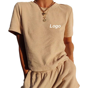 Women 2 Piece Shorts Set Summer Cotton Tee and Shorts Lounge Outfit Casual Streetwear O Neck - Product Image 3