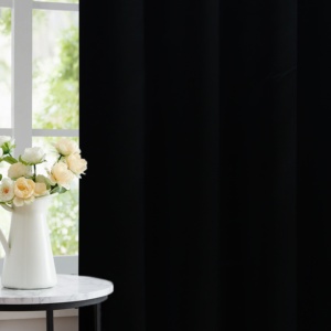 Neela Home Plain 270GSM 100% Polyester Heavyweight Woven Blackout Grommet <b>Curtains</b> Thermal Insulated Window Treatment Panels - Product Image 3