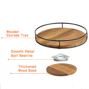 Hecho a mano sostenible moderno versátil Lazy Susan tocadiscos de madera organizador de encimera de cocina despensa soporte para condimentos - Product Image 3