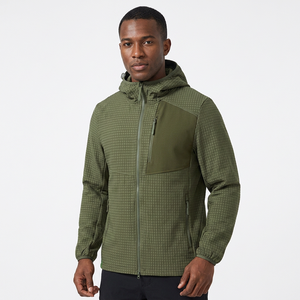 Men's <b>Hooded</b> <b>Fleece</b> <b>Jacket</b> With Zipper Dot Pattern Windproof Casual Autumn Wear Regular Fit Polyester Material - Product Image 6