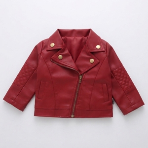 Blouson en cuir PU pour garçons, col montant, fermeture éclair, décontracté, écologique, imperméable, léger, vêtements d'extérieur pour enfants, vente en gros - Product Image 5