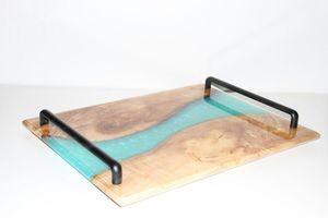 Bandeja de Servir de Resina y Madera Premium con Textura de Madera Natural y Elegante Obra de Arte Decorativa Moderna en Resina - Product Image 2