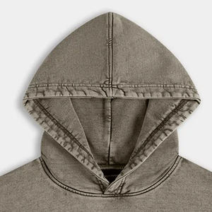 Sudadera con capucha de algodón de 400 g/m² para hombre, estilo streetwear, lavado ácido, con logo personalizado, colección de ropa streetwear al por mayor. - Product Image 4