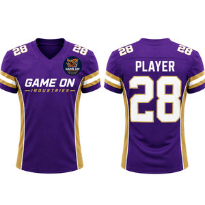 Maillot de football américain multicolore sublimé en tissu mesh respirant à manches courtes avec broderie de logo personnalisé et impression de numéros - Product Image 1
