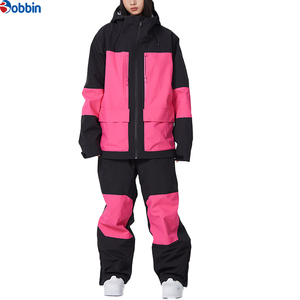 Traje de Nieve Personalizado para Mujer, Transpirable, Color Negro y Rosa, con Capucha, Impermeable, Chaqueta y Pantalones de Esquí, Estilo Deportivo, Largo Completo - Product Image 2