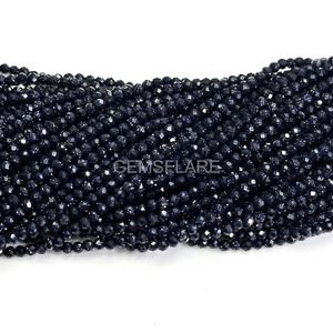 Natural Blue Sunstone Micro Faceted Round Beads 2MM Sunstone Beads For Jewelry Making Wholesale Diamond Cut Faceted Loose Beads - Product Image 2