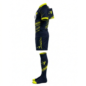 Uniforme de Rugby Unisex FitLiv International de Alta Calidad, Color Azul Marino y Amarillo, Transpirable, de Poliéster, Talla Adulto, Servicio OEM sin Costuras - Product Image 3