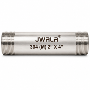 Raccord de tuyauterie en acier inoxydable 304 de qualité industrielle, diamètre 2 pouces, longueur 4 pouces, filetage mâle, quincaillerie de plomberie - Product Image 1